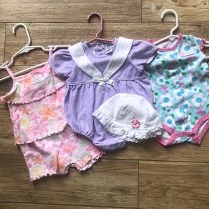 6m Girls vintage knit, little me, Carters & hat